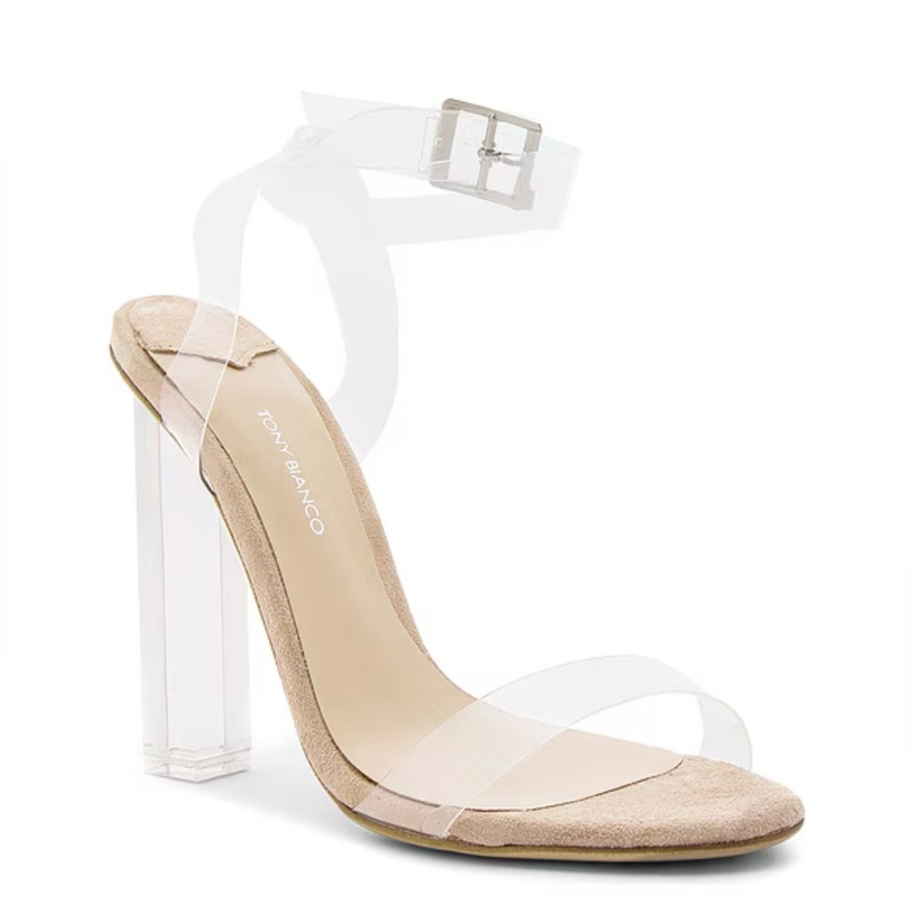 Tony Bianco Kiki Heel in Clear Vynalite & Blush women’s size 8 1/2